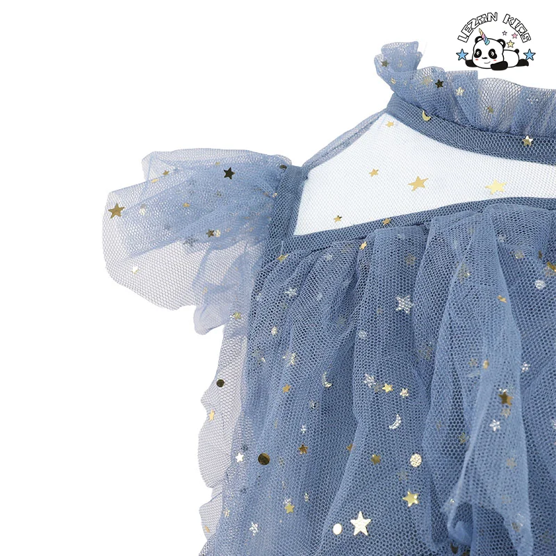 LEZONKIDS - Summer Clothing Shining Layered Gauze Ball Gown Cake Girl Dresses for Wedding Pageant Party